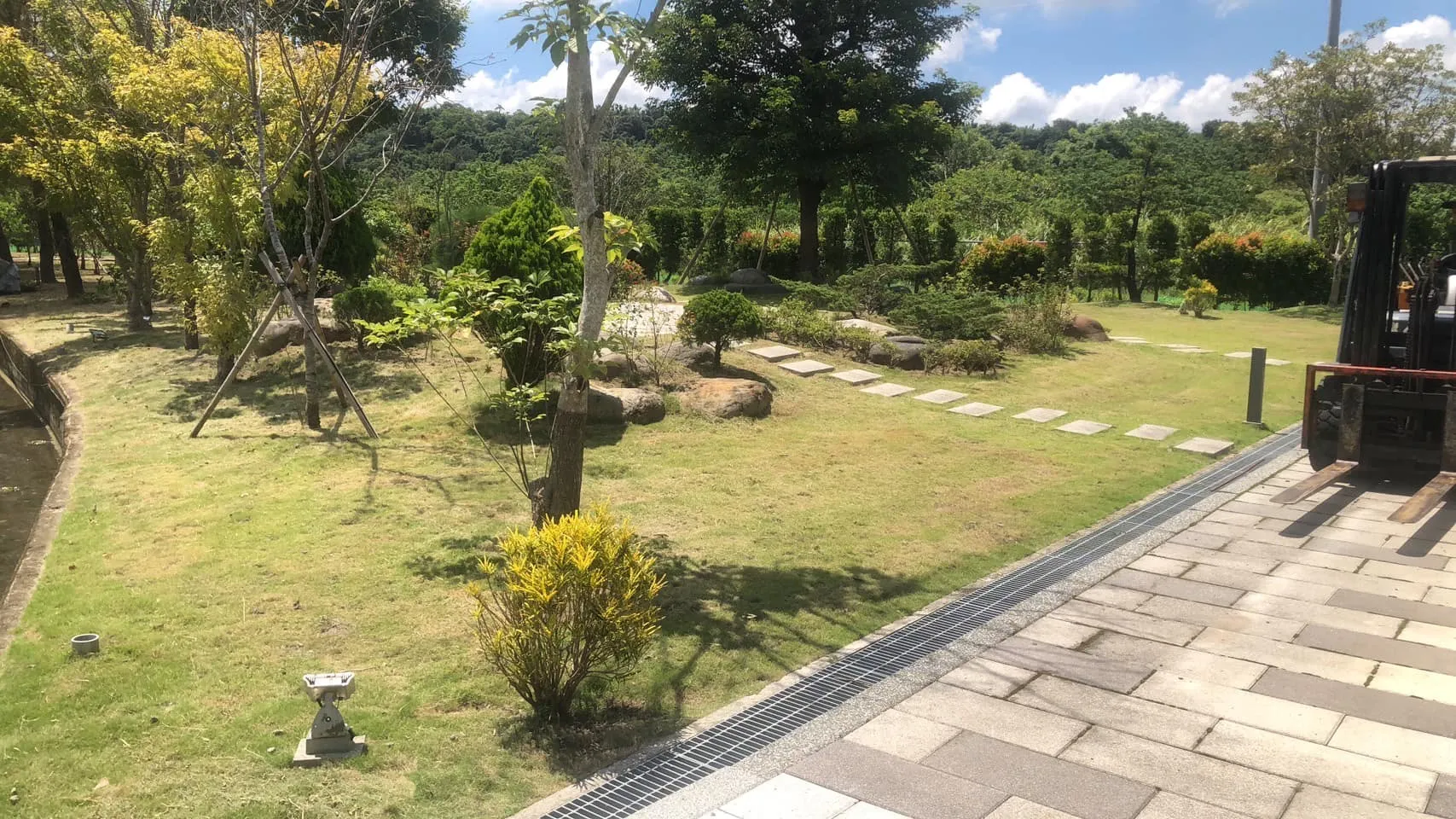 別墅庭院草皮與景觀樹木配置