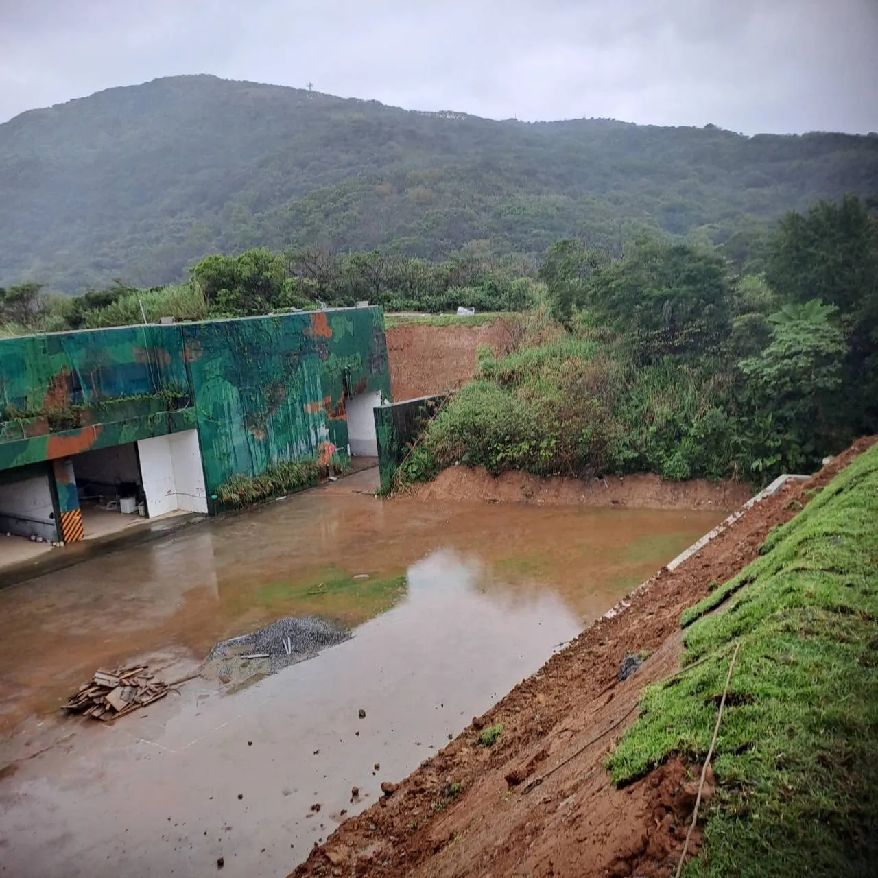 營區斜坡草皮鋪設工程全景
