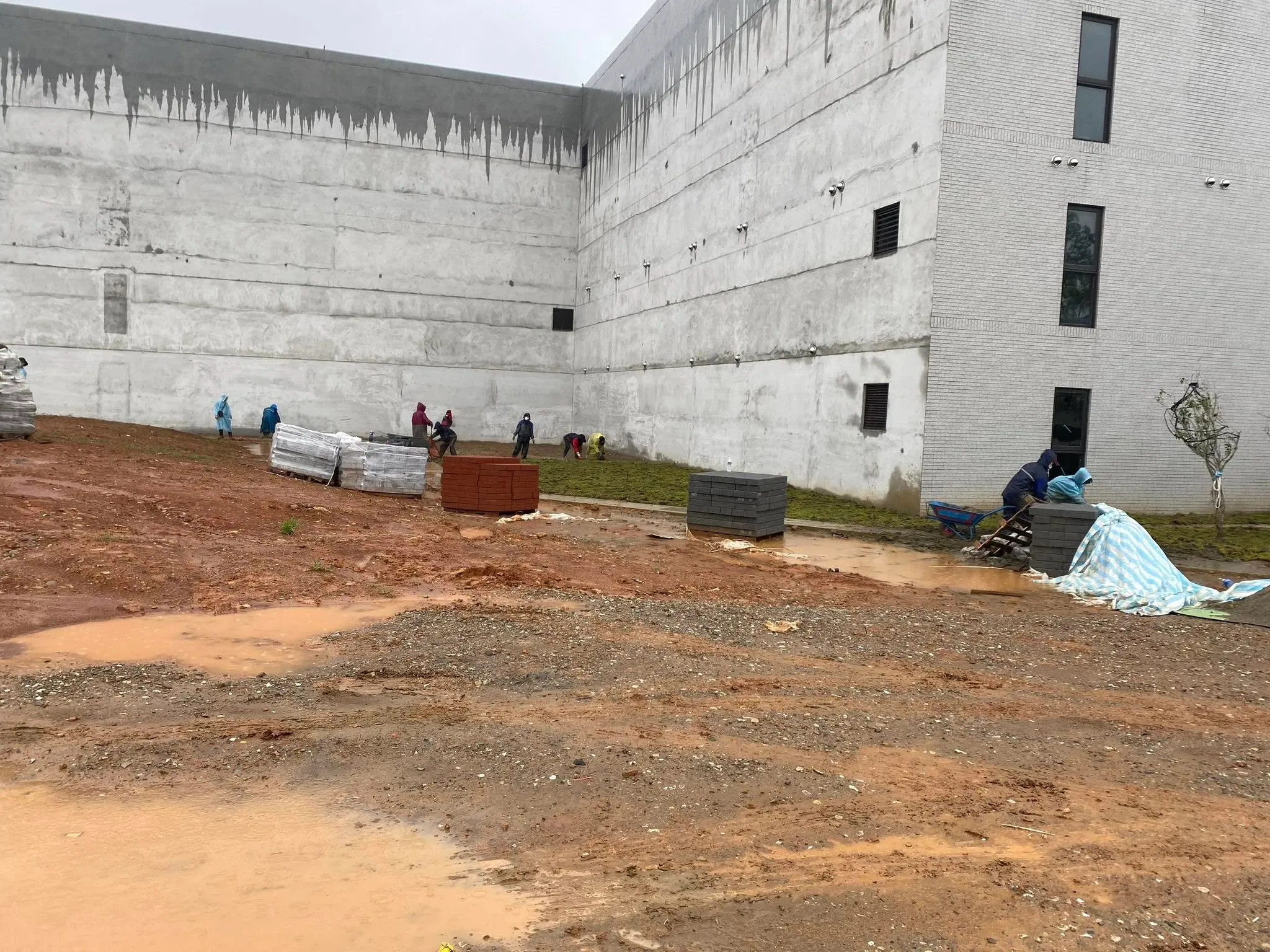 建案綠地土壤整平施工現場